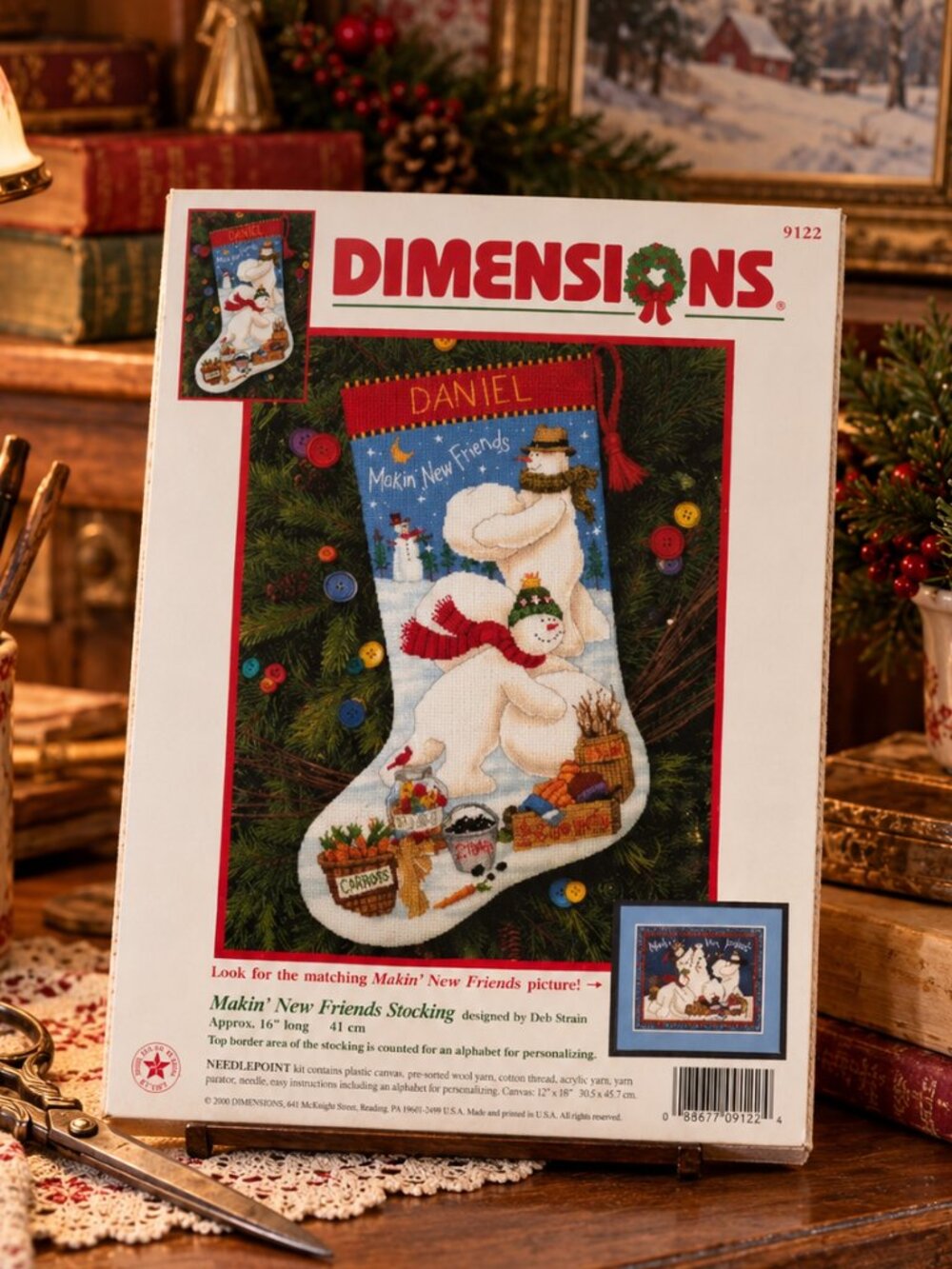 Vintage (2000) Dimensions Makin’ New Friends Needlepoint Stocking Kit 9122